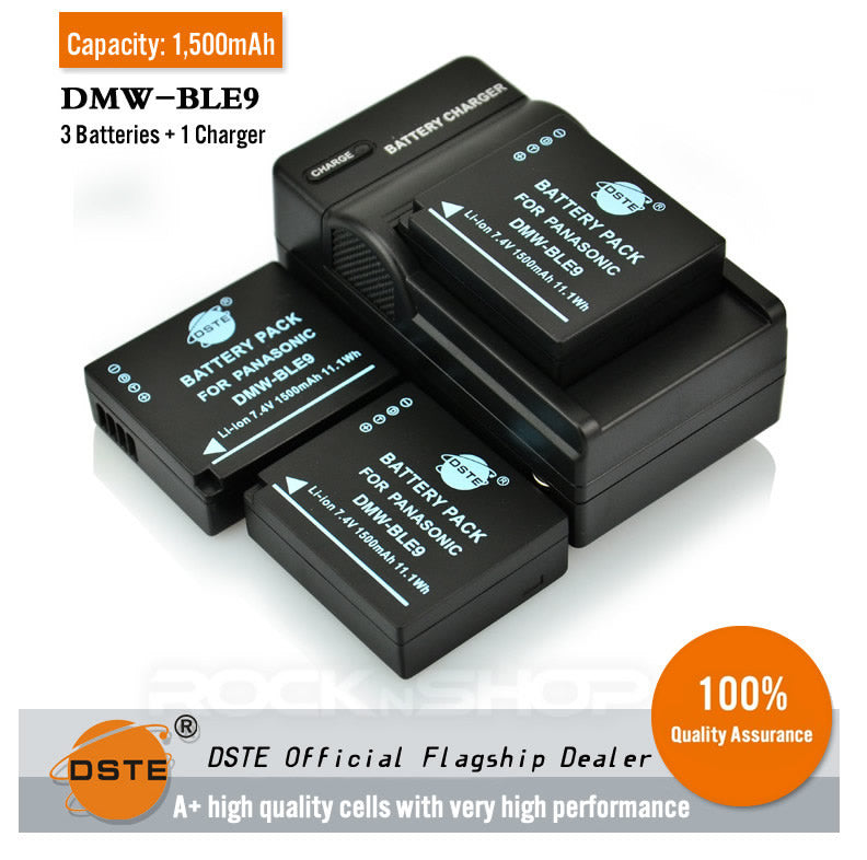 DSTE DMW-BLE9 Replacement Battery or Charger for Panasonic Leica DMC-GF3 GF5 BP-DC15-E