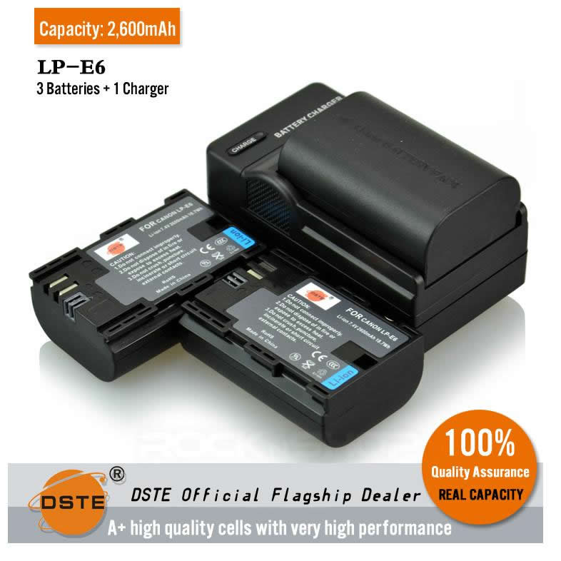 DSTE LP-E6 Replacement Battery or Charger for Canon 5D2 5D3 7D 60D