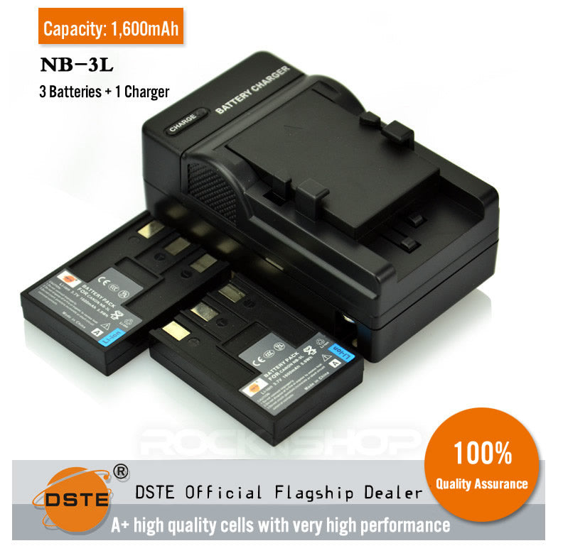 DSTE NB-3L Replacement Battery or Charger for Canon IXUS 750 SD20 700 PC1060