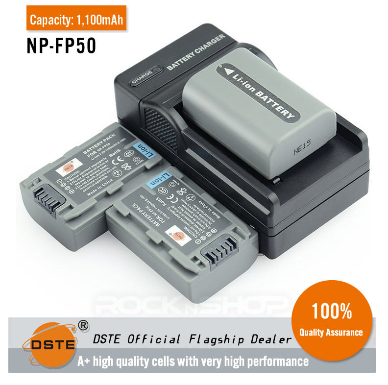DSTE NP-FP50 Replacement Battery or Charger for Sony DCR-HC30 40 43E 65 85 94E 96 DCR-SR30 60E 70E 80E as NP-FP30 NP-FP60 NP-FP70 NP-FP90 NP-FP51 NP-FP71 NP-FP91