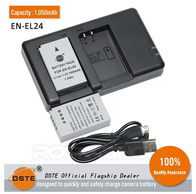 DSTE EN-EL24 1,050mAh Battery and Charger For Nikon 1 J5