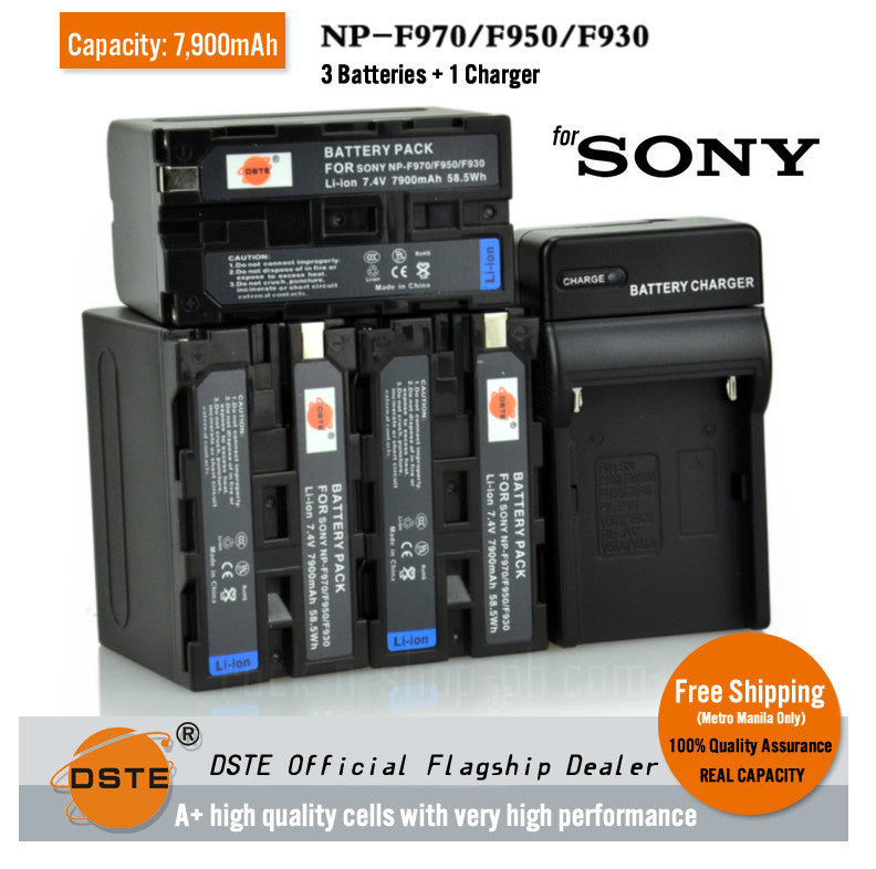 DSTE NP-F970 Replacement Battery or Charger for Sony HVR-HD1000C Z1C 7C FDR-AX1E
