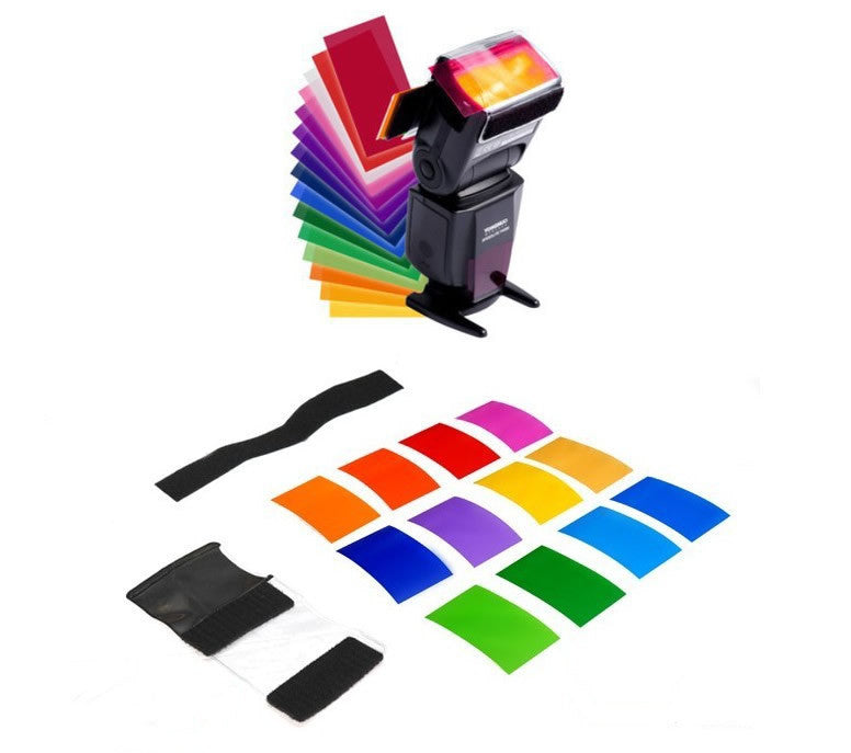 12pcs Strobist Flash Color card diffuser Lighting Gel Pop Up Filter for camera