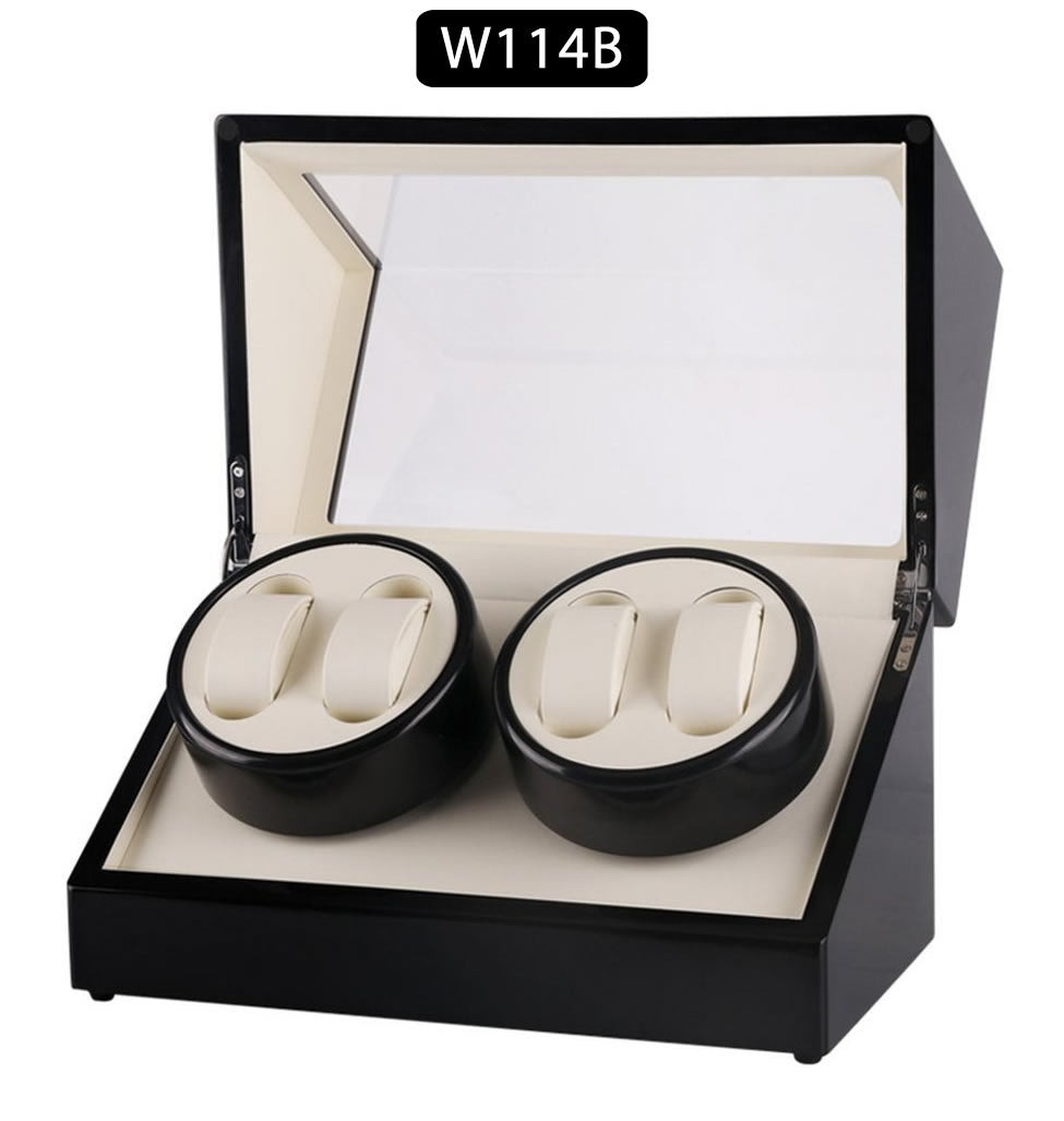 TAIYU Double Head 4 Slots Lacquer Wood Rotate Watch Winder Box Silent Motor