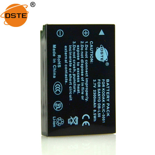 DSTE KLIC-5001 2300mAh Battery and Charger for Kodak DX7590 Z730