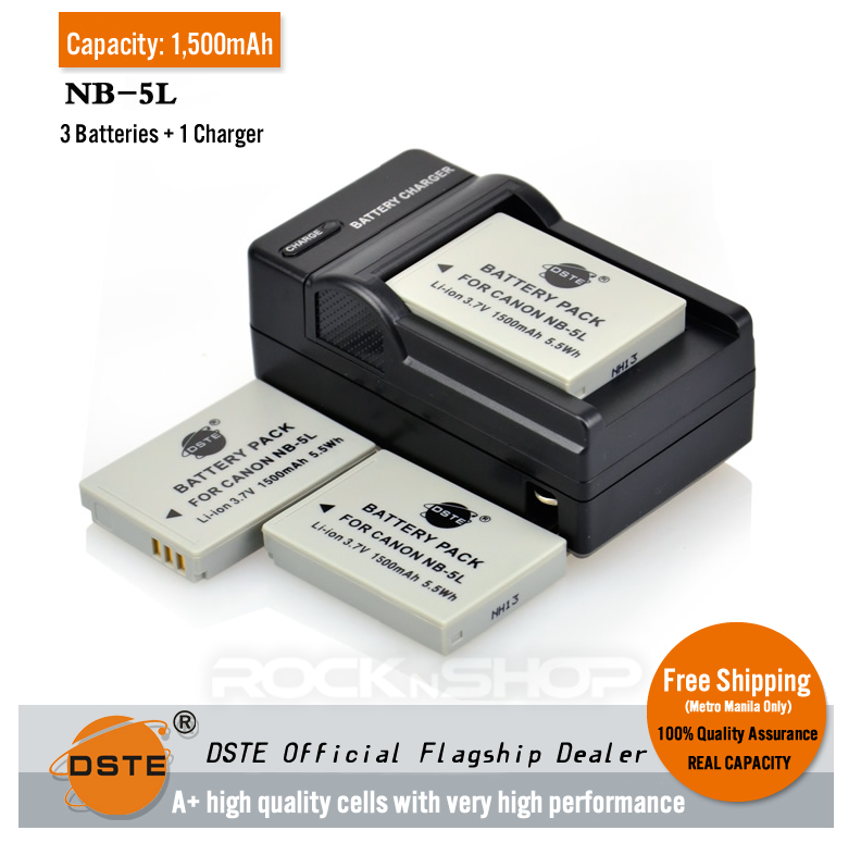 DSTE NB-5L Replacement Battery or Charger For Canon IXY 800 810 820 900 910 920 95 IS SD700 SD790
