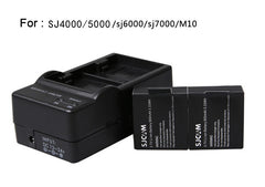 SJ4000 Battery(2-Pack)+Dual Charger for SJCAM SJ5000 SJ6000 action HD sport camera 3.7V 900mAh