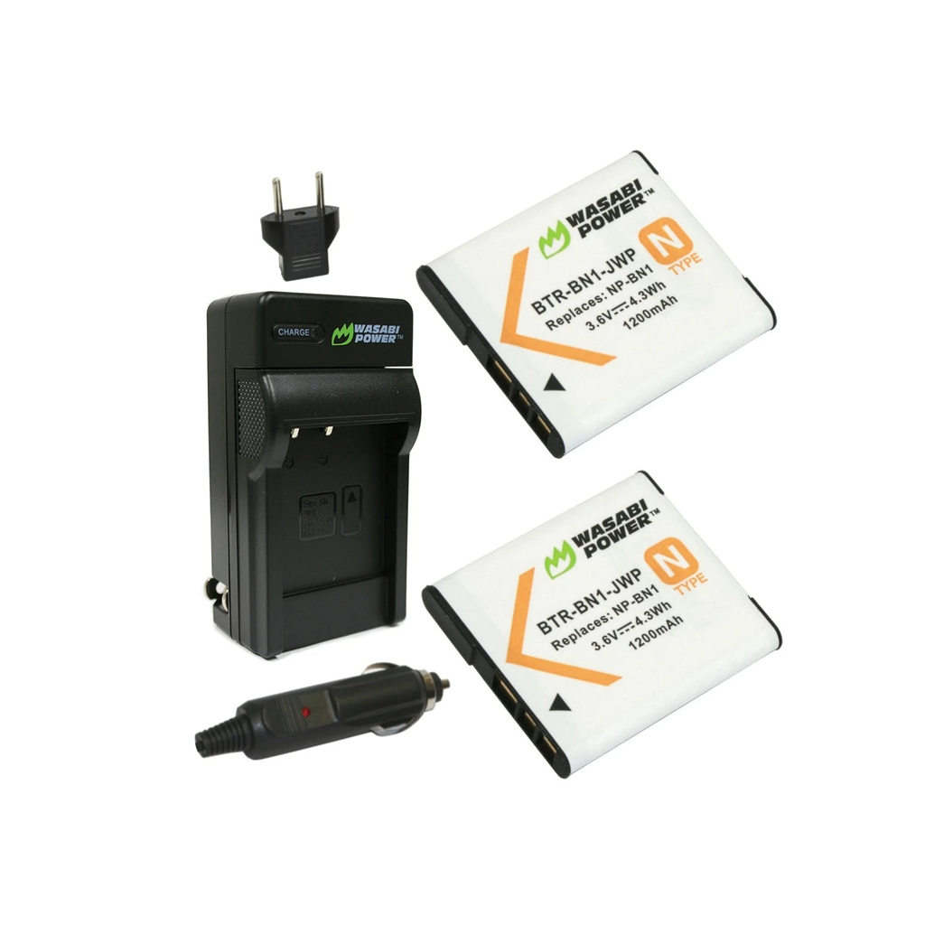 Wasabi Power (2-Pack) SONY NP-BN1 NPBN1 Battery and Charger for Select Cyber-shot Digital Camera