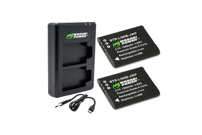 Wasabi Power (2-Pack) Olympus LI-90B LI-92B LI90B LI92B Battery and Dual Charger for Olympus Camera