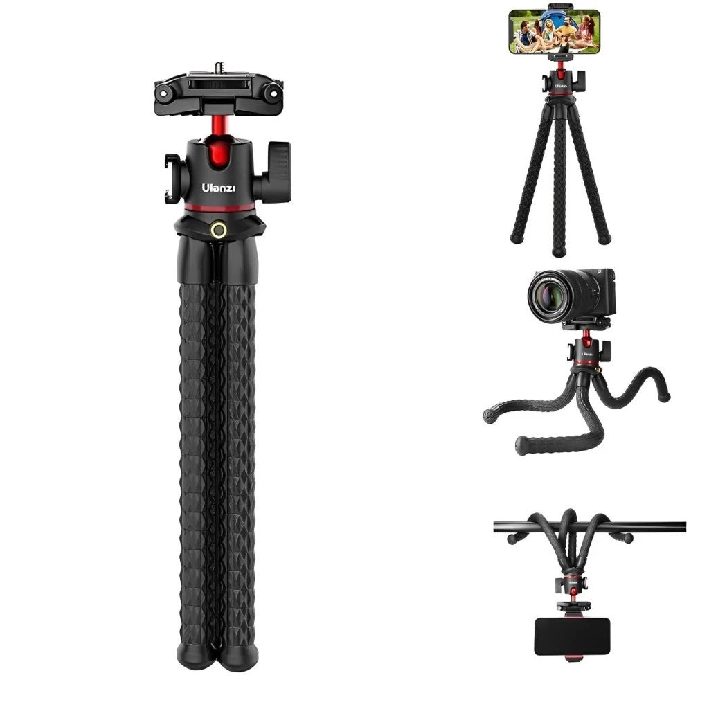 Ulanzi MT-33 Flexible Octopus Tripod Dual Cold Shoe Ball Head C-Clamp Max 2kg / 11.8" Weight Height