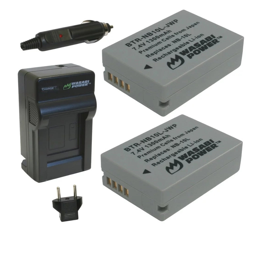 Wasabi Power (2-Pack) Canon NB-10L NB10L Battery and Charger for Select Canon PowerShot Camera