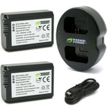 Wasabi Power (2-Pack) SONY NP-FW50 NPFW50 Battery & Dual USB Charger for Select Sony Digital Camera