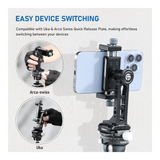 Ulanzi MA53 Arca-Type Phone Holder with Ball Head, Dual Cold Shoe Mount, and 1/4" Attachment Holes