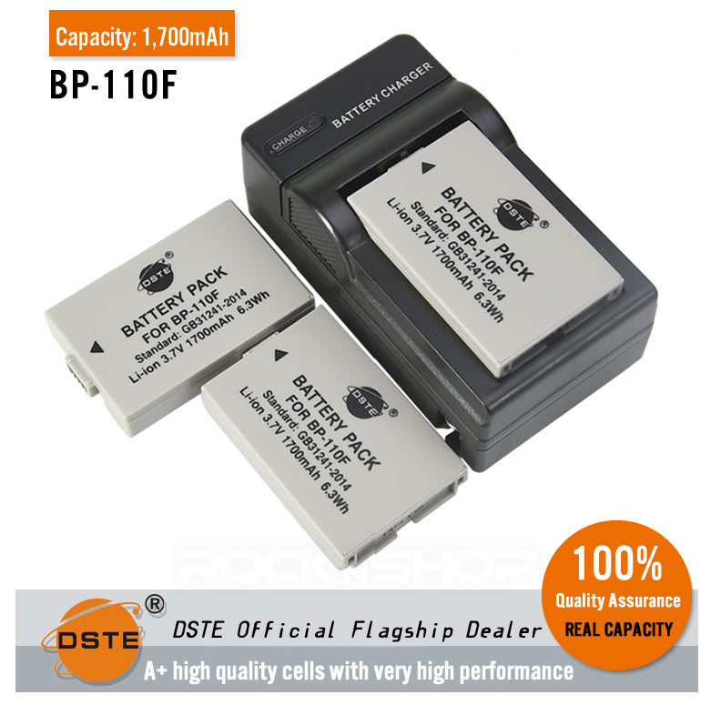 DSTE BP-110F Replacement Battery or Charger for Canon VIXIA HF R206 R200 R28 R26 R21