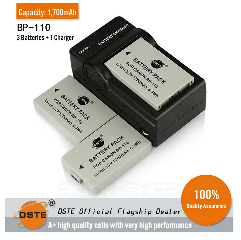 DSTE BP-110 Replacement Battery or Charger for Canon VIXIA HF R206 R200 R28 R26 R21