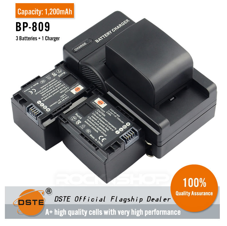 DSTE BP-809 Replacement Battery or Charger DC26 for Canon HF10 HF100 HF11 HG20 HG21 M30 M300 M31 S10 S100 S11 S20 S200