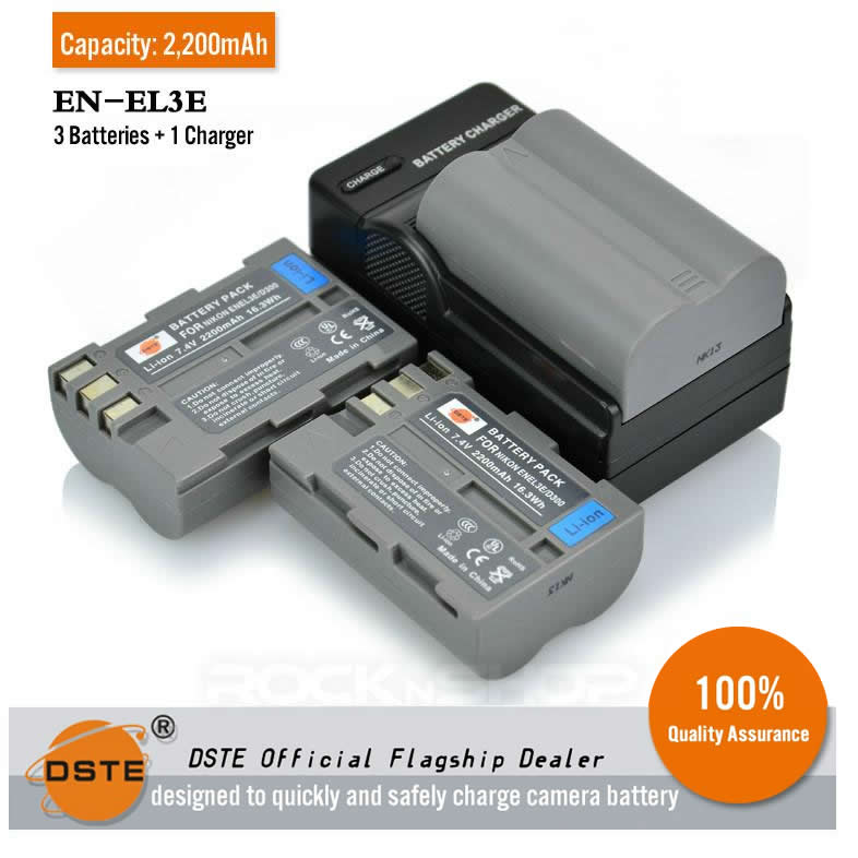 DSTE EN-EL3E Replacement Battery or Charger for D70 D70S D80 D90 D100 D200 D300 D300s D700 D50