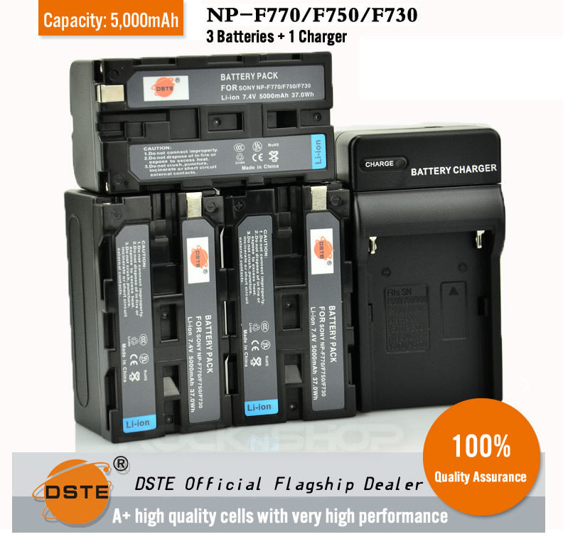 DSTE NP-F750 F770 Replacement Battery or Charger for Sony 92 94E 95E