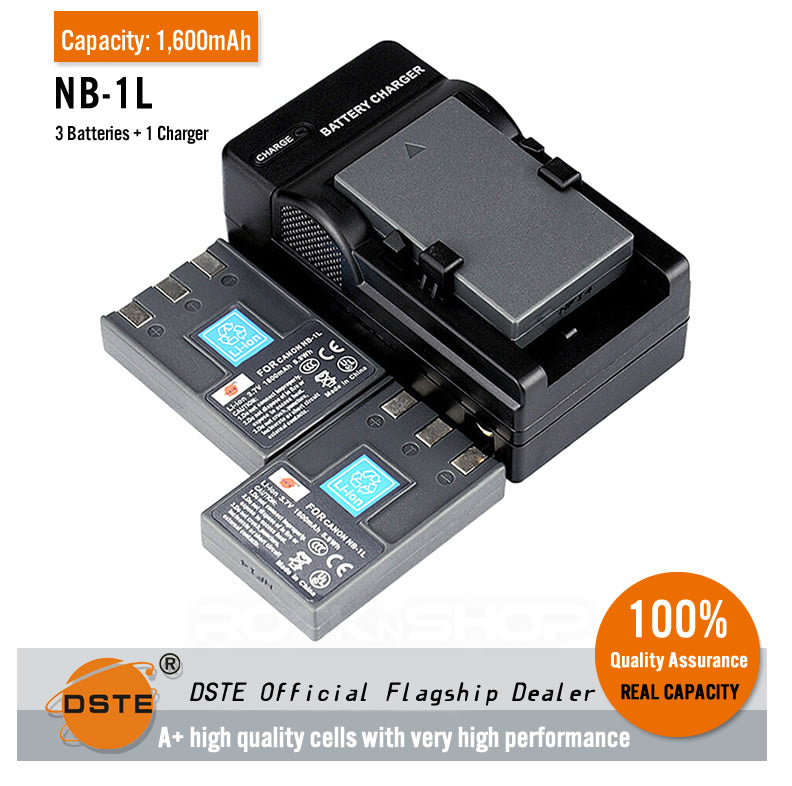 DSTE NB-1L NB-1LH Replacement Battery or Charger for Canon IXUS 200a 300 300a 320 330 400 430 500 V2 V3 VII IXY 200 200a S110
