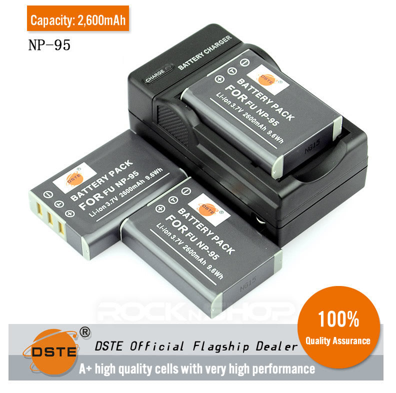 DSTE NP-95 Replacement Battery or Charger for Fujifilm X100S X100 F30 FD 3DW1