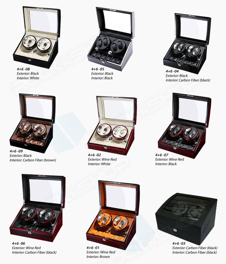 TAIYU Double Head 4 Slots Watch Winder Jewelry Display Box with Rotation Switch