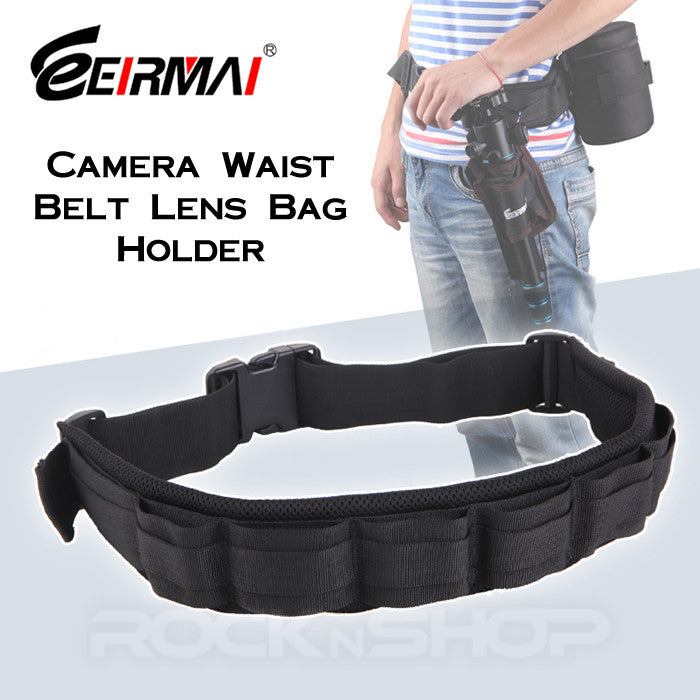 Eirmai Padded Camera Waist Belt Lens Bag Holder Case Pouch Holder Pack Strap Adjustable