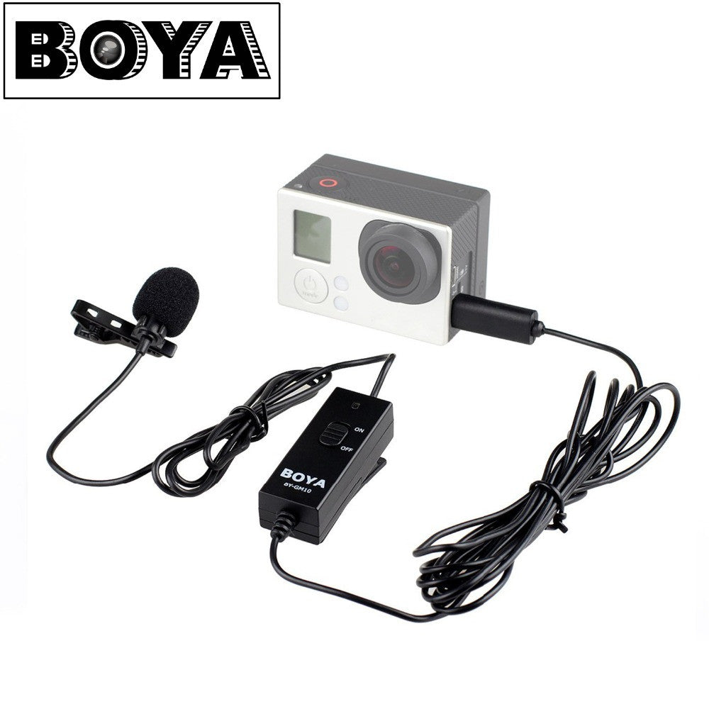 BOYA BY-GM10 Lavalier Clip-on Omnidirectional Condenser Microphone for GoPro Hero 3 3+ 4