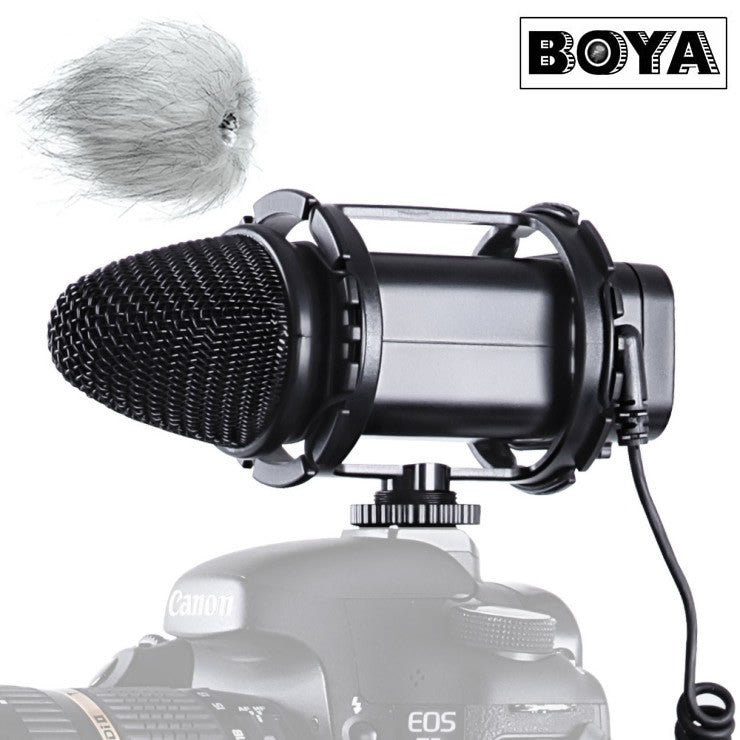 BOYA BY-V02 Stereo Compact Condensor Microphone for DSLR Cameras, Camcorder Audio, recorders