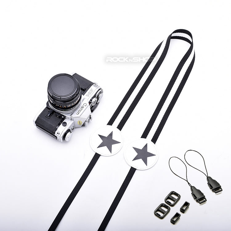 Cartoon Black Star Camera Strap for DSLR Nikon Canon Sony Instax