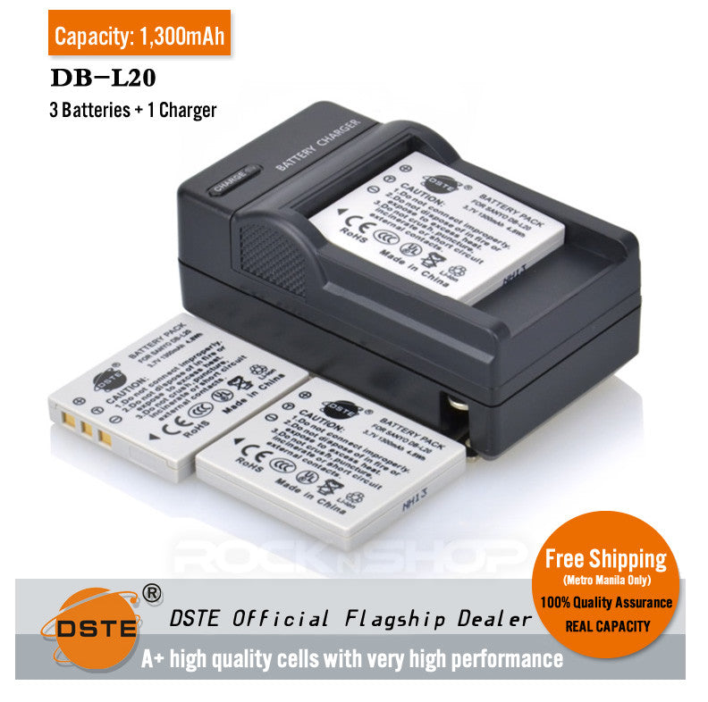 DSTE DB-L20 1,300mAh Battery and Charger For Sanyo L20A C40 CA8