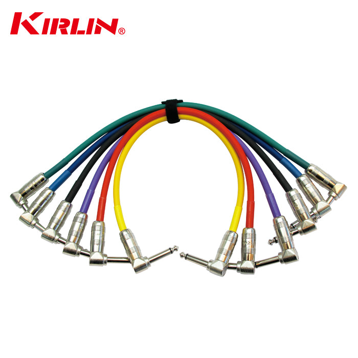 KIRLIN IP6-243PN 1FT Right Angle 1/4-Inch Plugs Colored Guitar Patch Cable