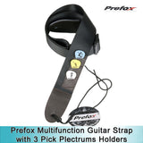 Prefox Multifunction Guitar Strap with with 3 Pick Plectrums Holders