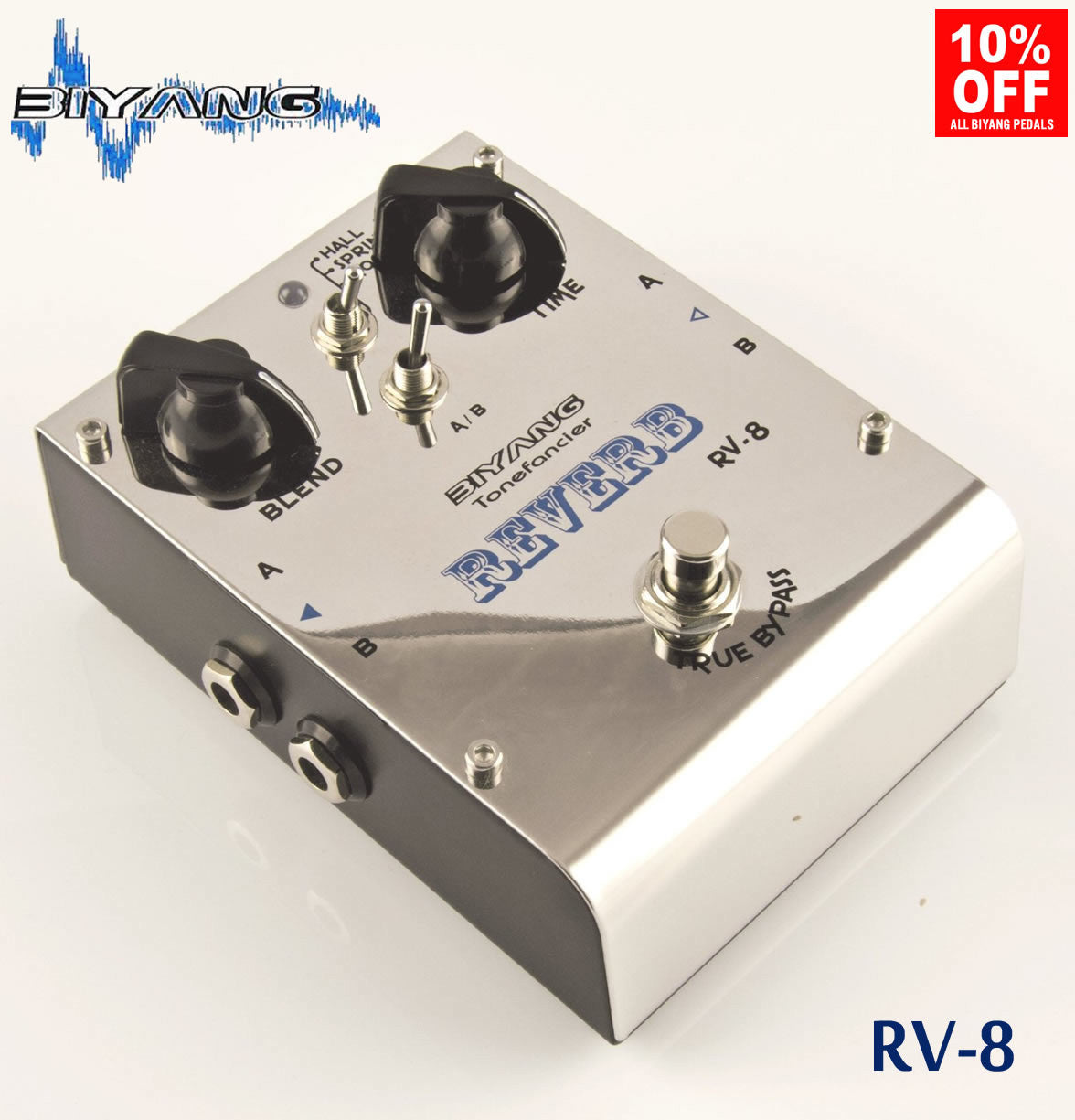 Biyang RV-8 Stereo Reverb Guitar Effect Pedal (ToneFancier Series)