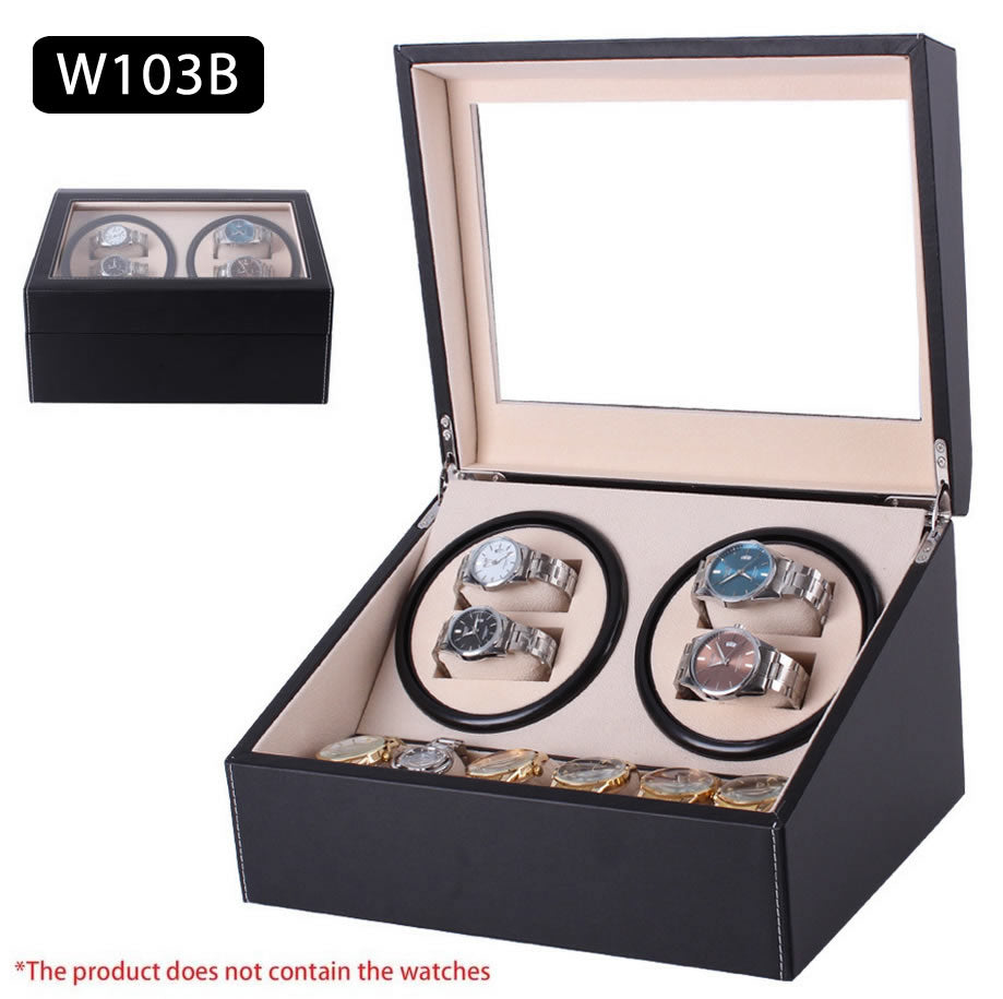 TAIYU Double Head 4 Slots PU Leather Watch Winder Display Box