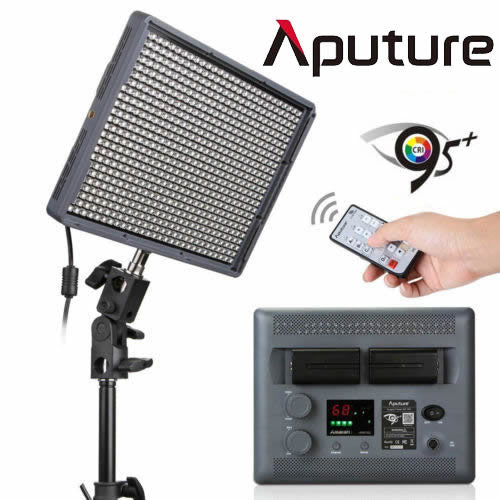 Aputure Amaran HR672C Portable LED Panel Video Light 3200-5500K + 2.4G Wireless Remonte Control + 2x 6600mAh NP-F970 Batteries & Bag