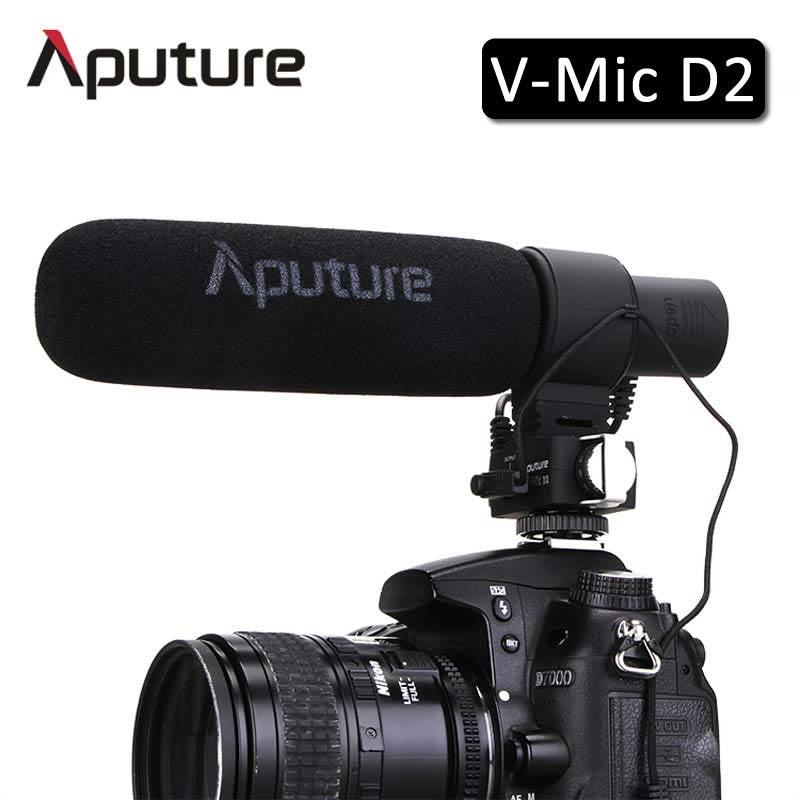 Aputure V-Mic D2 Sensitivity Adjustable Directional Condenser Shotgun Microphone for Nikon Canon Pentax Camera Camcorder DSLR