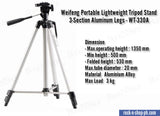 Weifeng WT-330A Portable Lightweight Tripod Stand 3-Section Aluminum Legs