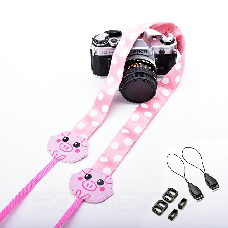 Cartoon Piglet Polka Dot Camera Strap for Fujifilm Instax