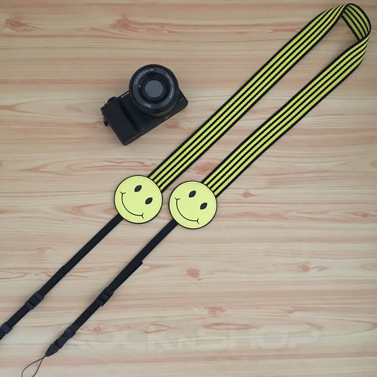 Cartoon Smiley Camera Strap for DSLR Nikon Canon Instax
