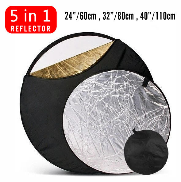 24" / 32" / 40" Studio Lighting 5-in-1 diffuser Light Multi Collapsible disc Reflector