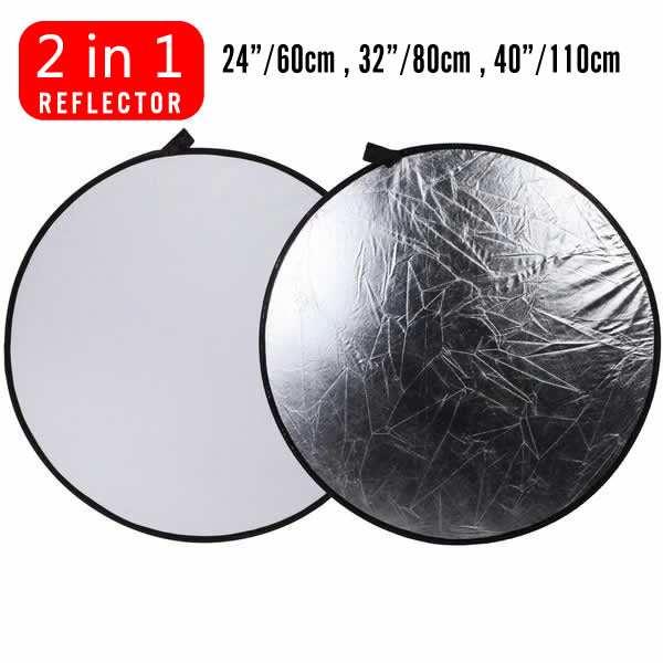 White/Silver Studio Lighting 2-in-1 diffuser Light Multi Collapsible Disc Reflector