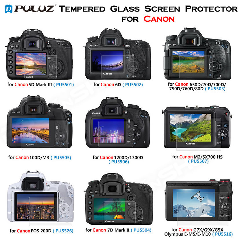 PULUZ Tempered Glass Screen Protector for Canon