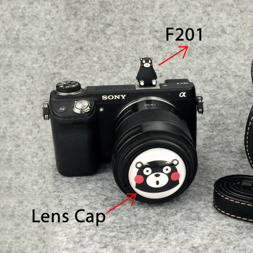 Cartoon Black Bear Lens Cap/ Hotshoe/ Anti-lost Lens String