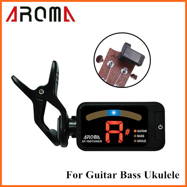 Aroma AT-100 Portable Black Clip-on Electric Tuner Universal