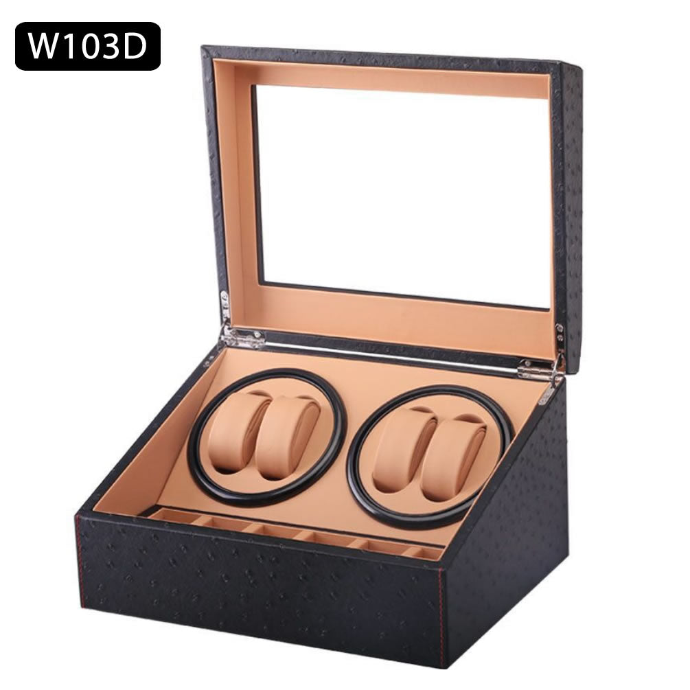 TAIYU Double Head 4 Slots Ostrich Grain Watch Winder Display Box