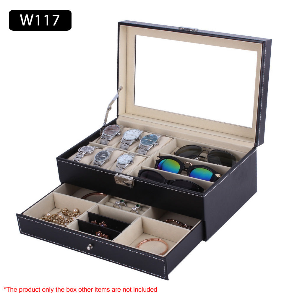2 Layer 6 Slots Watch 3 Slots Sunglasses Jewelry Storage Box