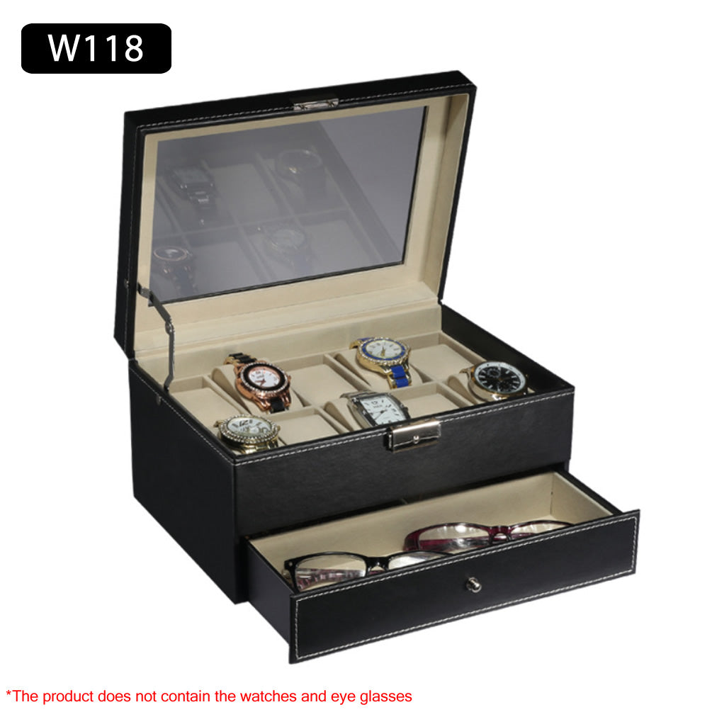 2 Layer 10 Slots Watch + Jewelry Sunglasses Storage Box