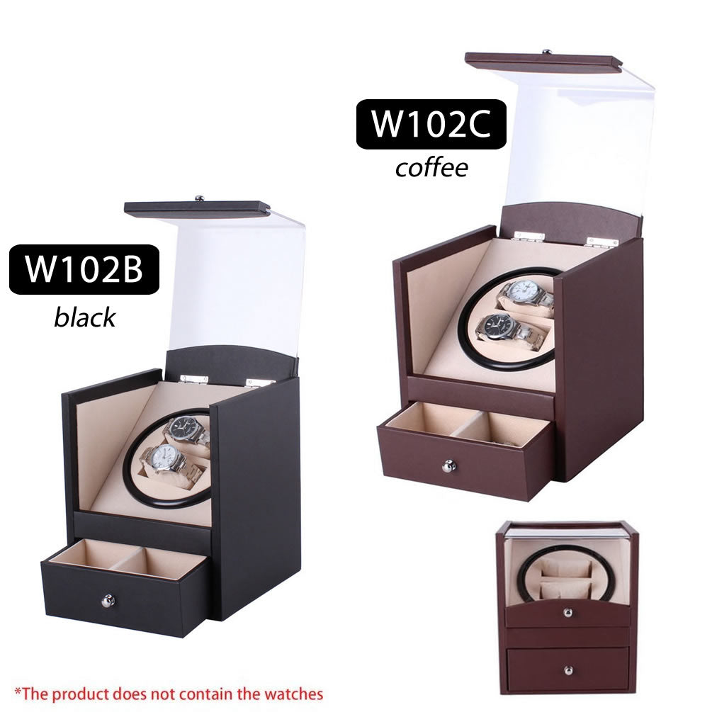 TAIYU Single Head 2 Slots PU Leather Rotate Electric Watch Winder Display Box