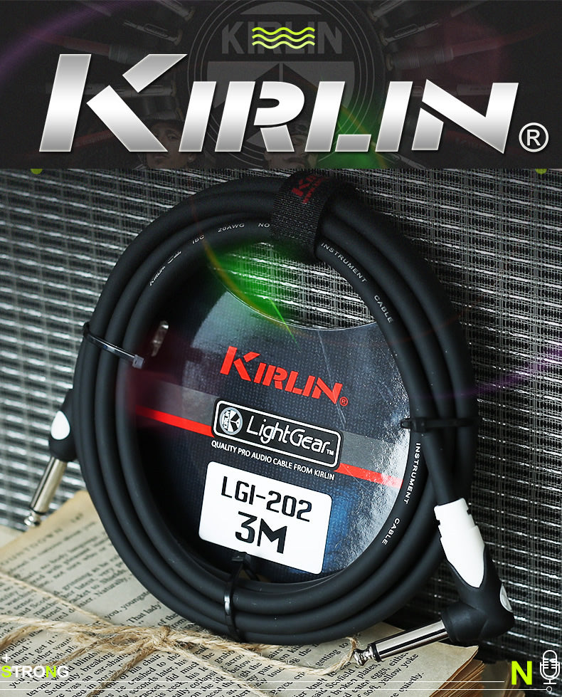 KIRLIN LGI-202 LightGear Straight to Right Angle Guitar Cable with PVC Jacket