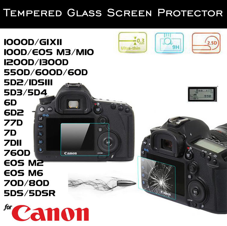 Tempered Glass Screen Protector for Canon 7D EOS M3 5D3 6D2